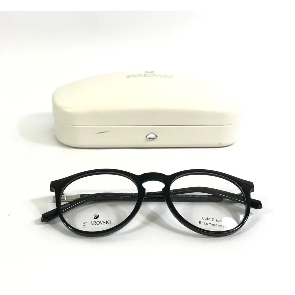 Swarovski Eyeglasses Frames SW5217 001 Black Silver Round Crystals 50-19-140